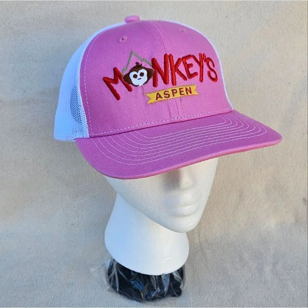 Monkey's Aspen Pink and White Adult Trucker Hat